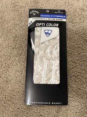 New Callaway Men's Opti Color RIGHT Handed Golf Glove, Snow Camo Size Medium